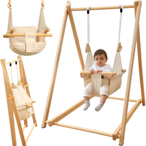 Houten babyschommel voor 6 tot 18 maanden oud